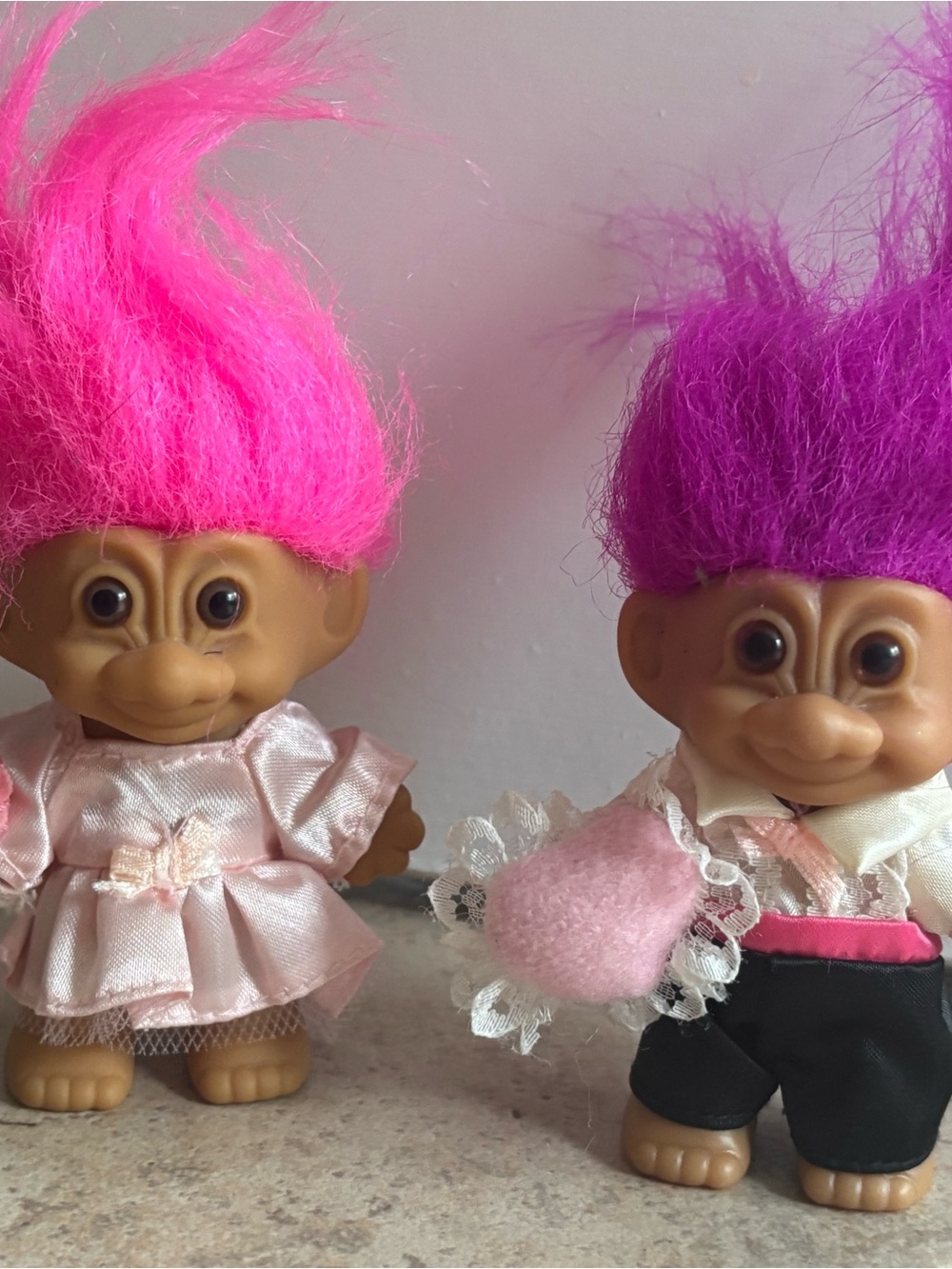 Vintage Russ Flower Girl Ring Bearer 90s Troll Dolls Wedding Pink Purple Hair